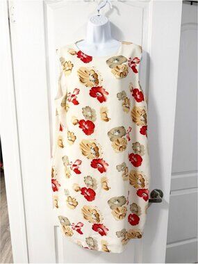 Vintage Women’s Shift Dress cream Floral Size 17/18 Wedding Formal Business 90s